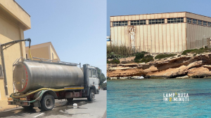 Disservizi idrici a Lampedusa, autobotte per il trasporto dell’acqua e dissalatore di Cala Pisana.